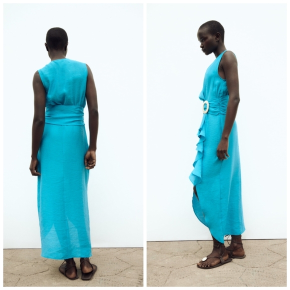 Zara Ruffled midi dress with buckle - Picture 8 of 12